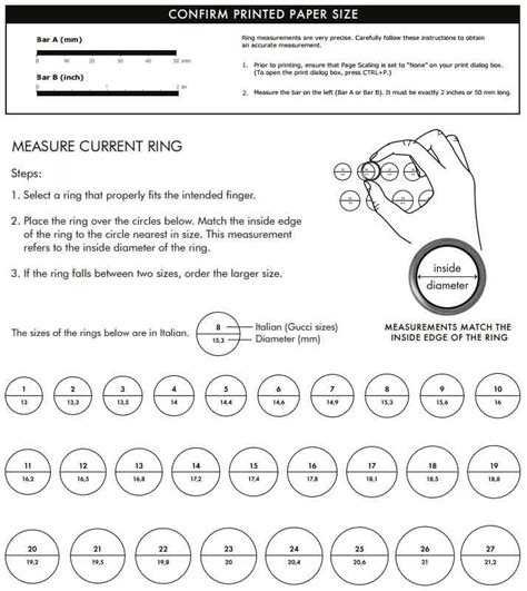 Gucci rings size chart